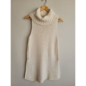 Billabong Sidewaze Love Turtle Neck Tunic Side Slits Sweater Medium 100% Cotton